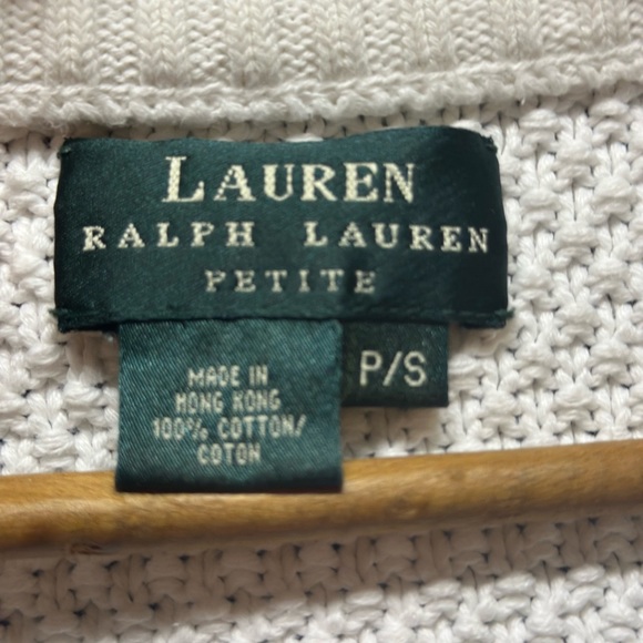 Vintage Lauren Ralph Lauren Cricket Sweater PS White Cable Knit V-Neck 1990’s - Picture 3 of 7